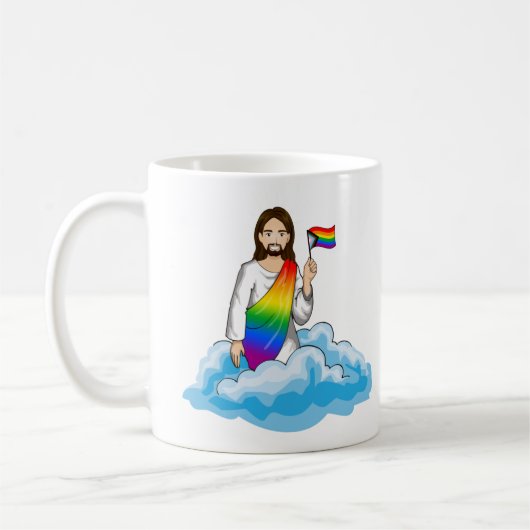 Rainbow Jesus Progress Flag Kaffeetasse (Links)