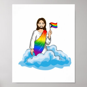 Rainbow Jesus Progress Flag Poster