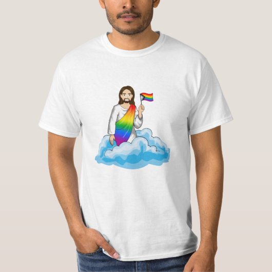 Rainbow Jesus Progress Flag T-Shirt (Vorderseite)