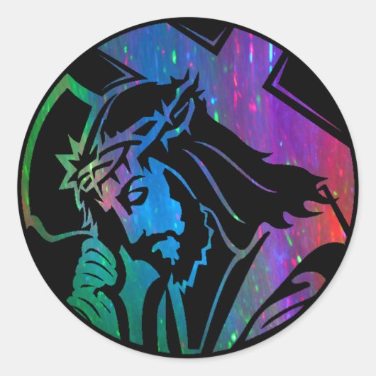 Rainbow Jesus Sticker (Vorderseite)