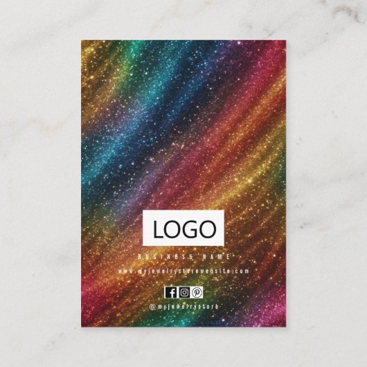 Rainbow Jewelrings Ohrringe Necklace Display Card Visitenkarte (Rückseite)