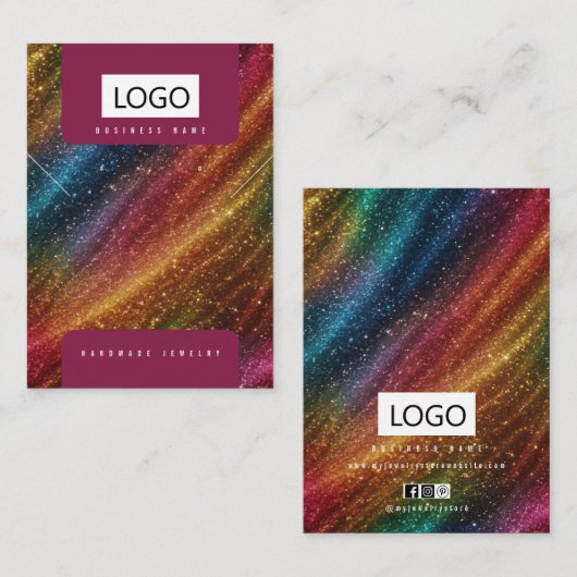 Rainbow Jewelrings Ohrringe Necklace Display Card Visitenkarte (Vorne/Hinten)