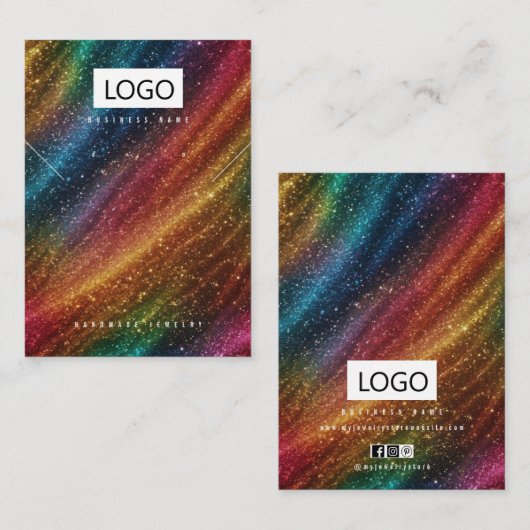 Rainbow Jewelrings Ohrringe Necklace Display Card Visitenkarte (Vorne/Hinten)