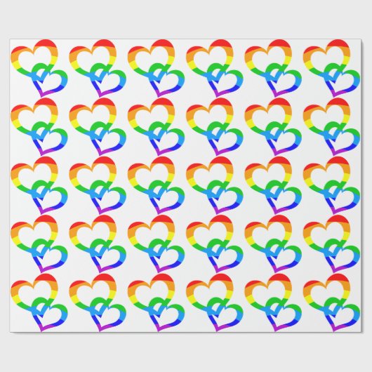 Rainbow Joined Hearts Gift Wrap Geschenkpapier (Flach)