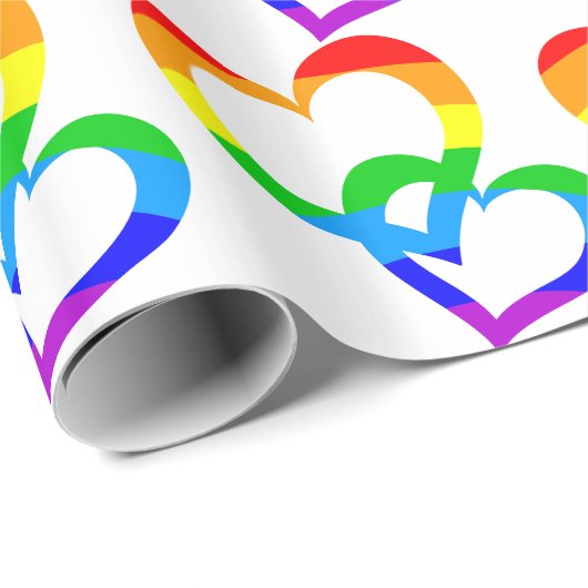 Rainbow Joined Hearts Gift Wrap Geschenkpapier (Rolleneckpunkt)
