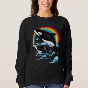 Rainbow & Jumping Orca Killer Wal Sweatshirt