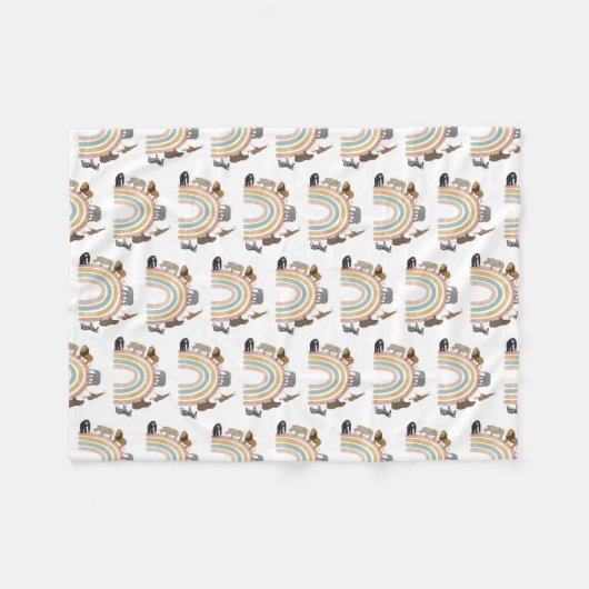 Rainbow-Jungle-Tiermuster in Erdfarben Fleecedecke (Vorderseite (Horizontal))