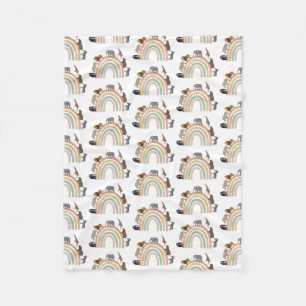Rainbow-Jungle-Tiermuster in Erdfarben Fleecedecke