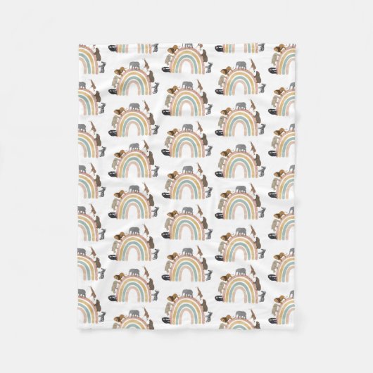 Rainbow-Jungle-Tiermuster in Erdfarben Fleecedecke (Vorderseite)