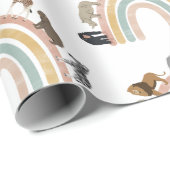 Rainbow-Jungle-Tiermuster in Erdfarben Geschenkpapier (Rolleneckpunkt)