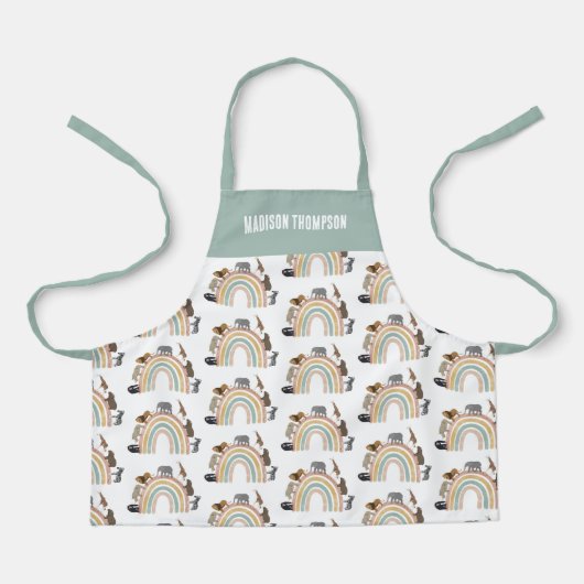 Rainbow-Jungle-Tiermuster in Erdfarben Schürze (Vorderseite)