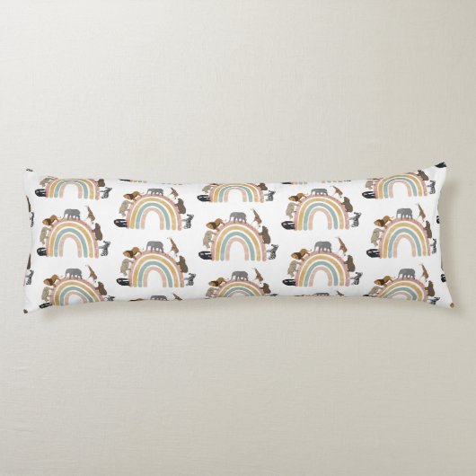 Rainbow-Jungle-Tiermuster in Erdfarben Seitenschläferkissen (Rückseite)