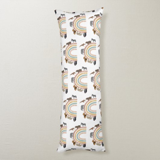 Rainbow-Jungle-Tiermuster in Erdfarben Seitenschläferkissen (Rückseite (Vertikal))