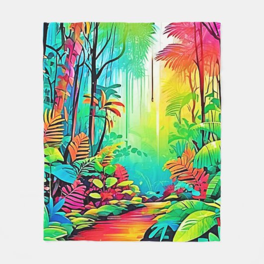 Rainbow Jungle: Vivid Dream Fleecedecke (Vorderseite)