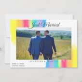 Rainbow Just Married New Foto Chic Wedding Ankündigung (Vorderseite)
