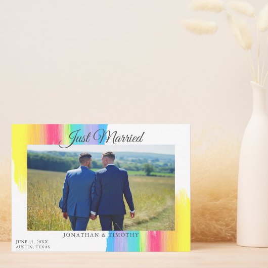 Rainbow Just Married New Foto Chic Wedding Ankündigung