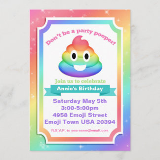 Rainbow Kacke Emoji Birthday Einladung