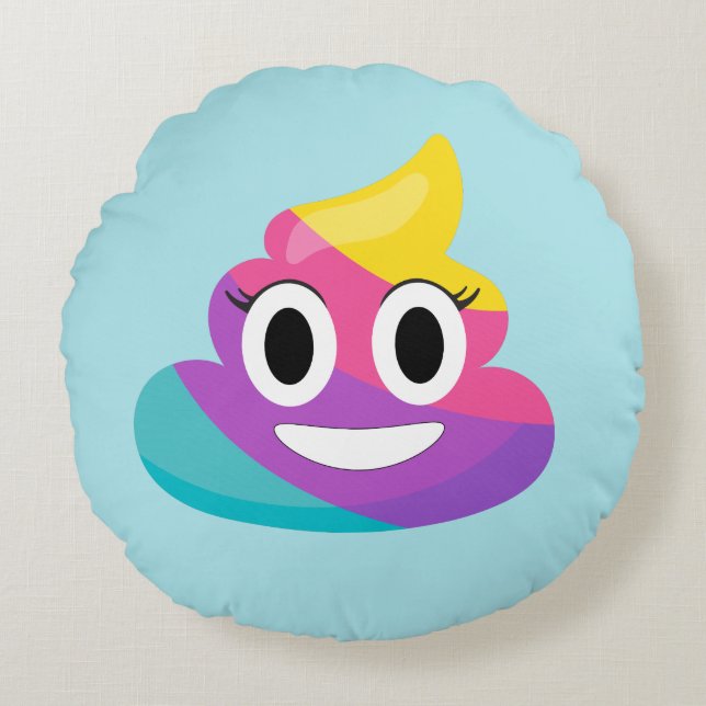 Rainbow Kackend Emoji Pillow Rundes Kissen (Vorderseite)