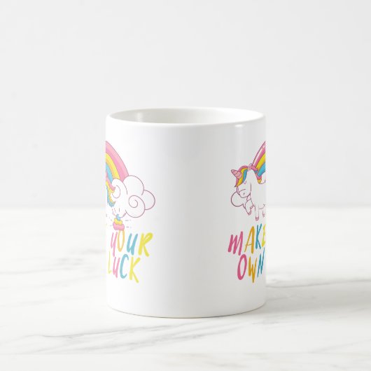 Rainbow Kackend Unicorn machen Ihr Glück Kaffeetasse (Mittel)