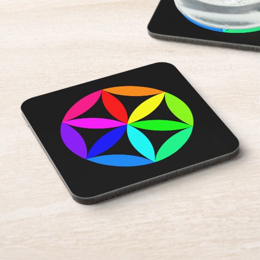 Rainbow Kaleidoscope Hard Plastic Coaster Getränkeuntersetzer (Linke Seite)