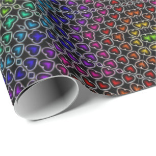 Rainbow Kaleidoscope Herz-Muster-Packpapier Geschenkpapier