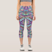 Rainbow Kaleidoscope Mandala Art Abstraktes Muster Capri Leggings (Vorderseite)