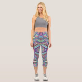 Rainbow Kaleidoscope Mandala Art Abstraktes Muster Capri Leggings (Vorderseite)
