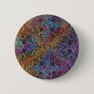 Rainbow Kaleidoscope Mandala Button