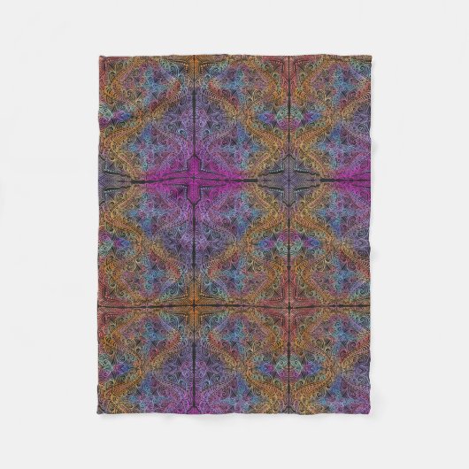 Rainbow Kaleidoscope Mandala Fleecedecke (Vorderseite)