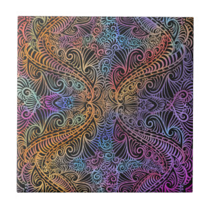Rainbow Kaleidoscope Mandala Fliese