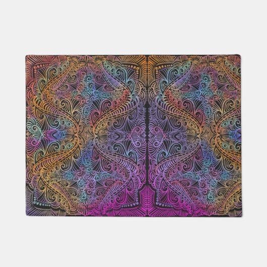 Rainbow Kaleidoscope Mandala Fußmatte (Vorderseite)