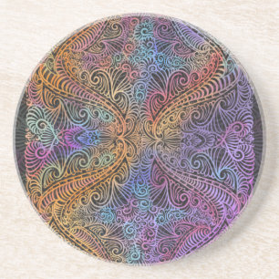 Rainbow Kaleidoscope Mandala Getränkeuntersetzer