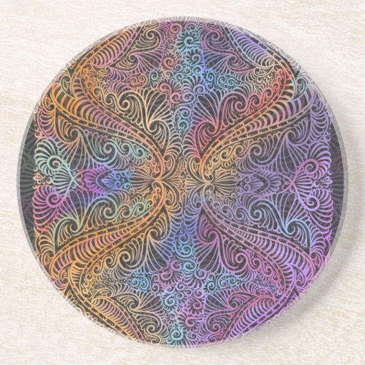 Rainbow Kaleidoscope Mandala Getränkeuntersetzer (Vorne)
