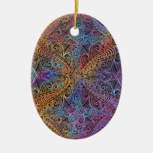 Rainbow Kaleidoscope Mandala Keramik Ornament