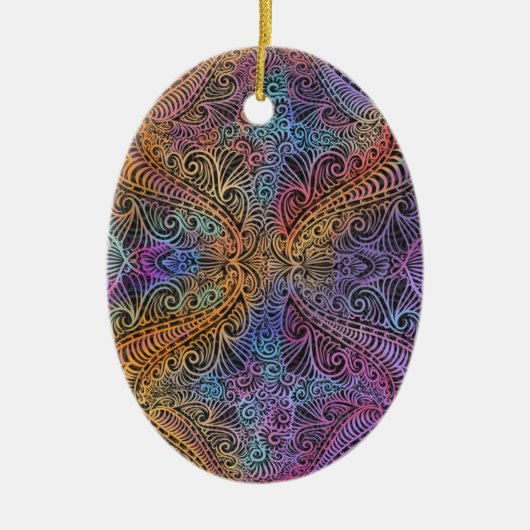 Rainbow Kaleidoscope Mandala Keramik Ornament (Vorne)