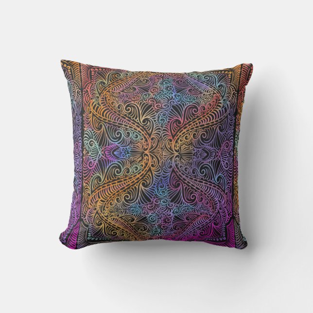 Rainbow Kaleidoscope Mandala Kissen (Vorderseite)