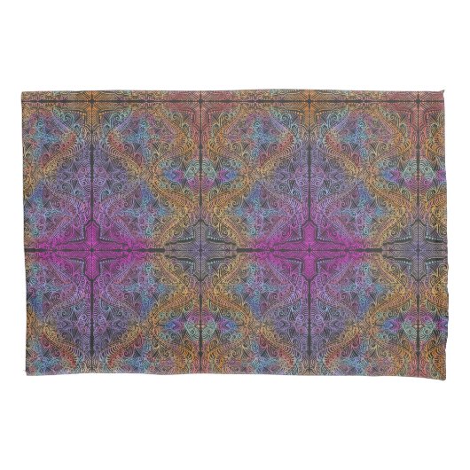 Rainbow Kaleidoscope Mandala Kissenbezug (Vorderseite)