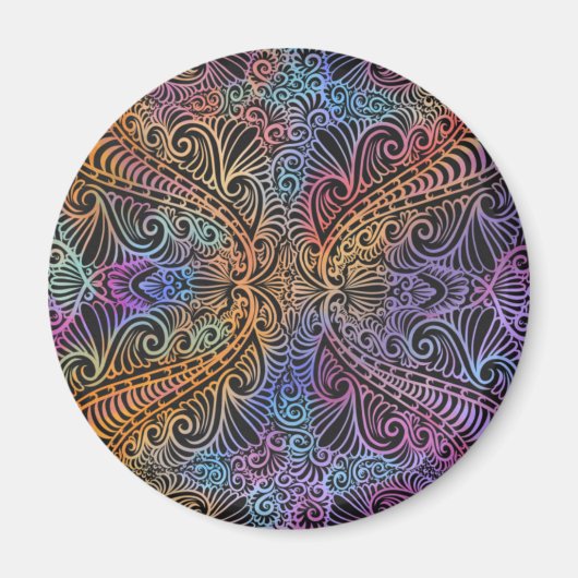 Rainbow Kaleidoscope Mandala Magnet (Vorne)