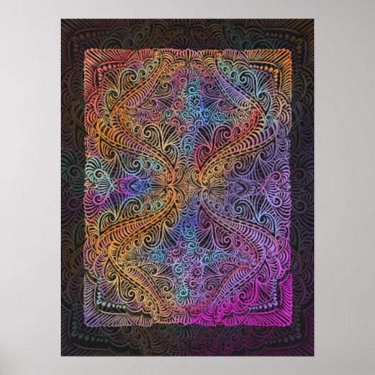 Rainbow Kaleidoscope Mandala Poster (Vorne)