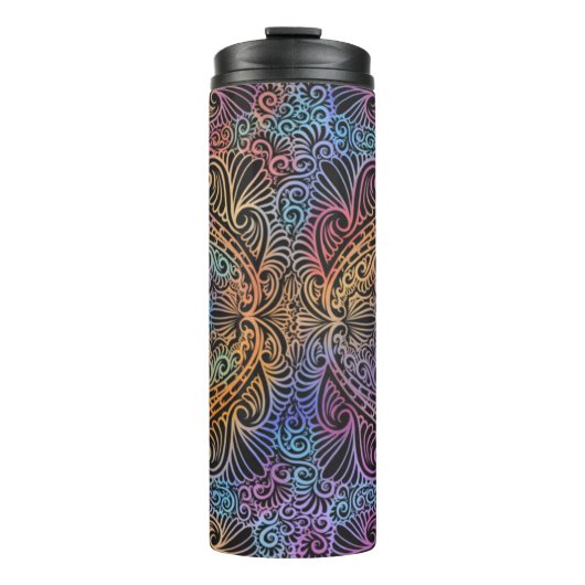 Rainbow Kaleidoscope Mandala Thermosbecher (Vorderseite)
