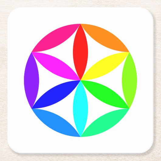Rainbow Kaleidoscope Paper Coaster Rechteckiger Pappuntersetzer (Vorderseite)