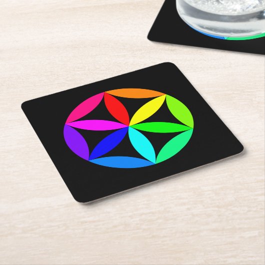 Rainbow Kaleidoscope Paper Coaster Rechteckiger Pappuntersetzer (angewinkelt)