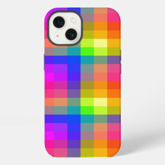 Rainbow Kariert Blocks Pride Bright and Fun iPhone Hülle (Rückseite)