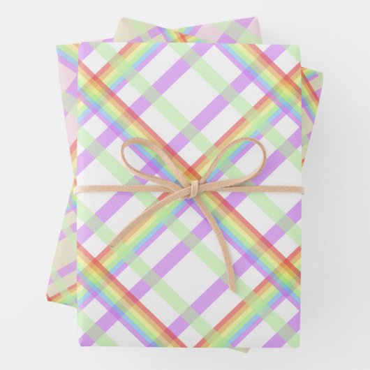 Rainbow Kariert Chic Muster Geschenkpapier Set (Beispiel)