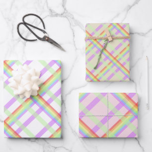 Rainbow Kariert Chic Muster Geschenkpapier Set