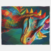 Rainbow Kariert Dinosaurier Fleecedecke (Vorderseite (Horizontal))