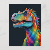 Rainbow Kariert Dinosaurier Postkarte (Vorderseite)