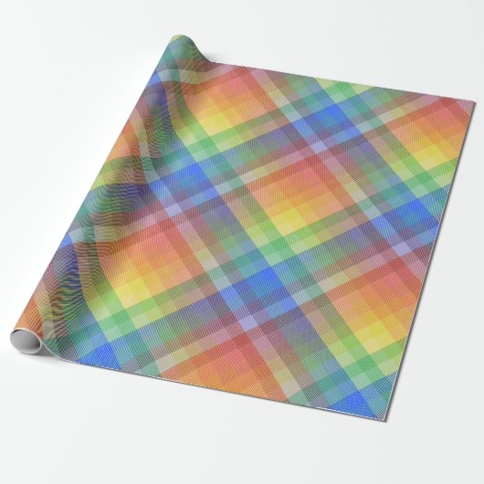 Rainbow Kariert Geschenkpapier (Ungerollt)