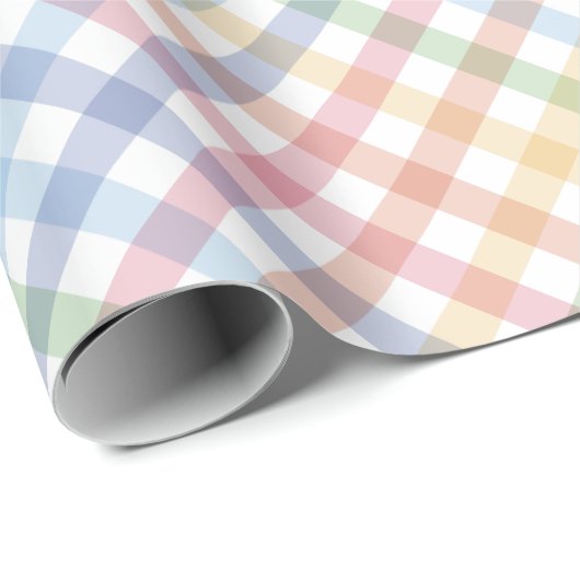 Rainbow kariert Gingham niedliche, farbige Pastell Geschenkpapier (Rolleneckpunkt)