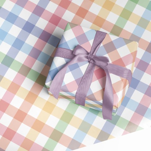 Rainbow kariert Gingham niedliche, farbige Pastell Geschenkpapier